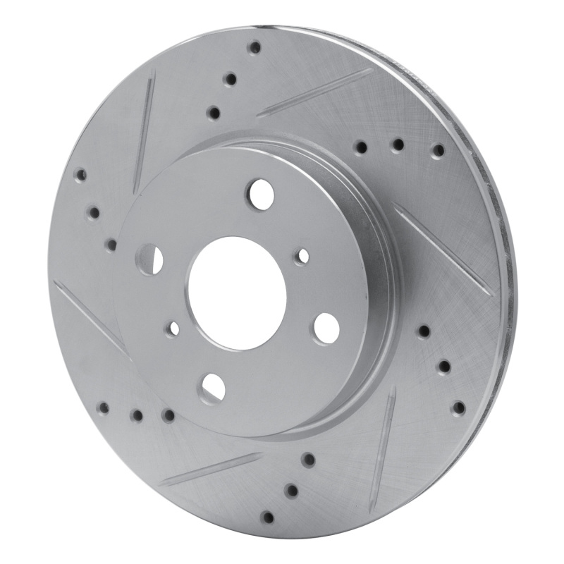 Scion iQ Brake Rotor (1) - Front Left - R1 Concepts - Drilled & Slotted - Silver - `12-`15